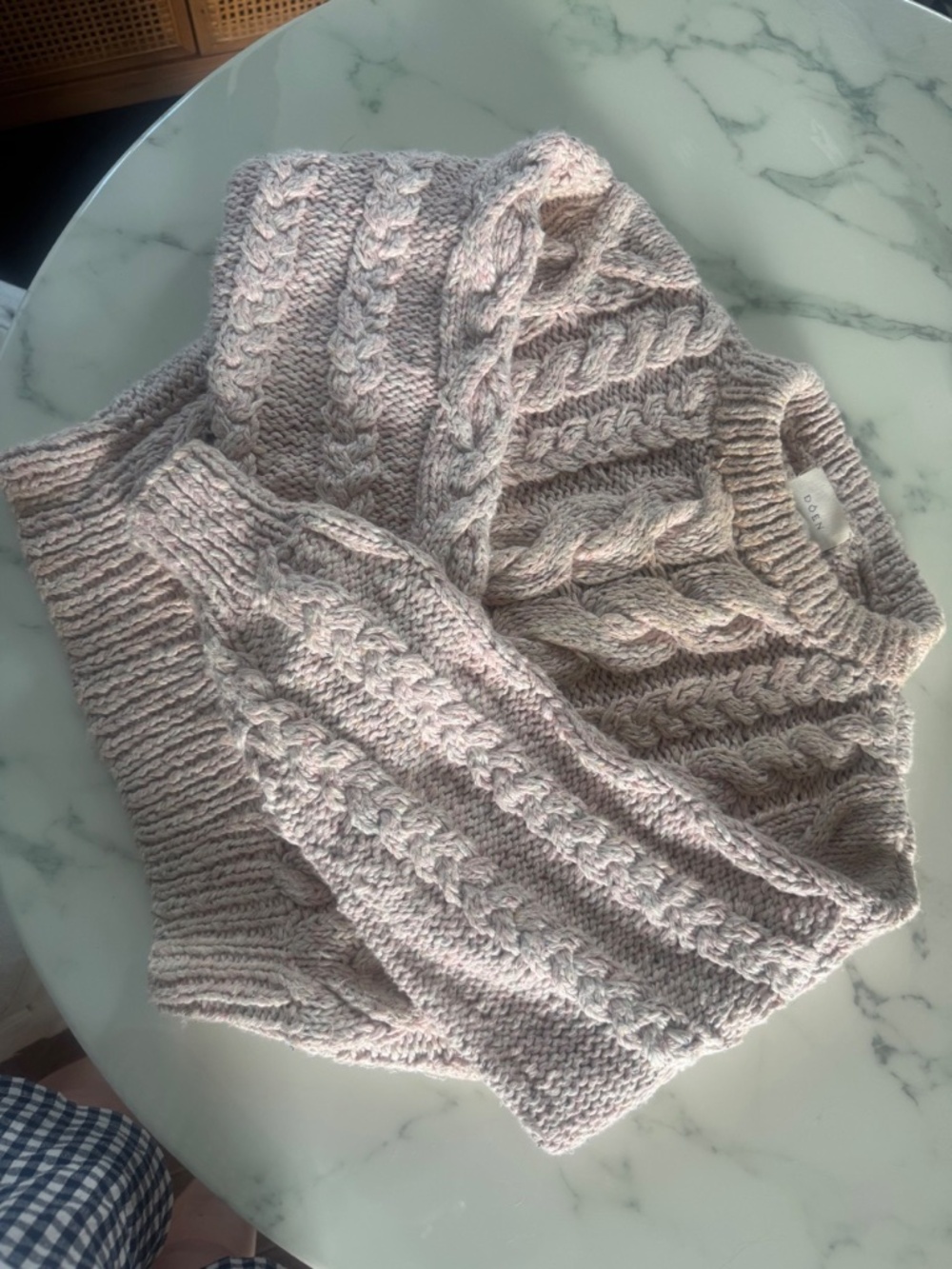 DÔEN Bee Sweater Pink Cloud Cable Knit XS - Picture 9 of 14